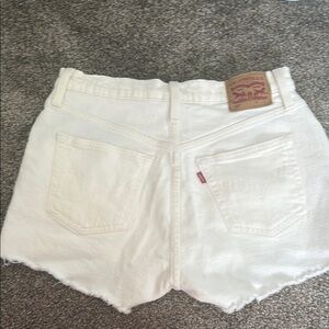 Levi's White Jean Shorts Distressed Hem